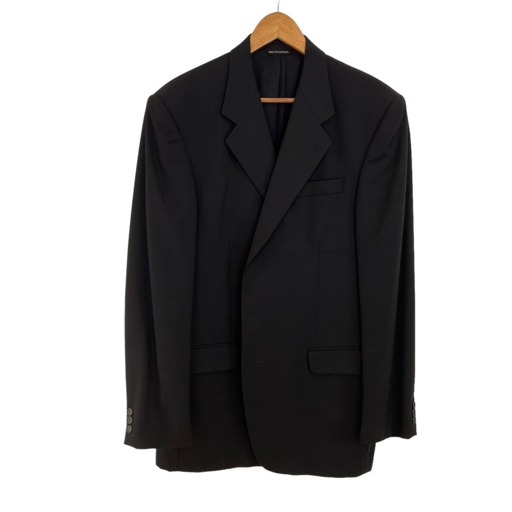 Jack Victor Montreal Black Wool Blazer 44R Made in Canada 100% Wool Tailored